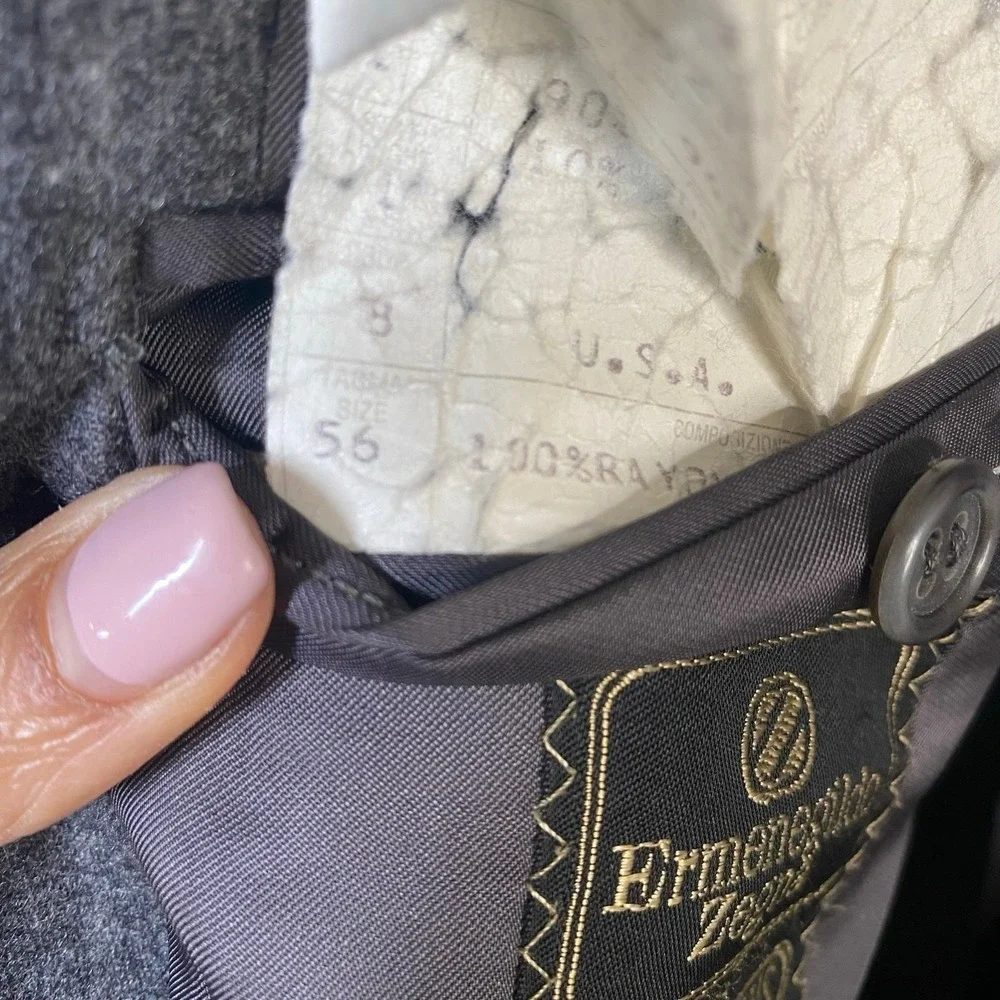 Ermenegildo Zegna Sport Coat Mens IT 56‎ US 46 Charcoal Gray Wool Blazer Italy